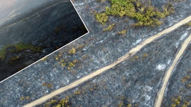 Çanakkale'de Korkunç Yangın! İşte Yanan Alanların Drone Görüntüleri