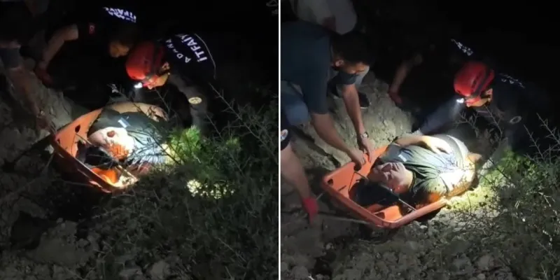 Uçuruma yuvarlanan otomobilde can pazarı: 3 yaralı